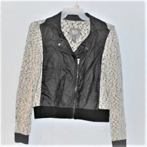 BKE 3/4 Zip Partial Leather Jacket Blouse Large